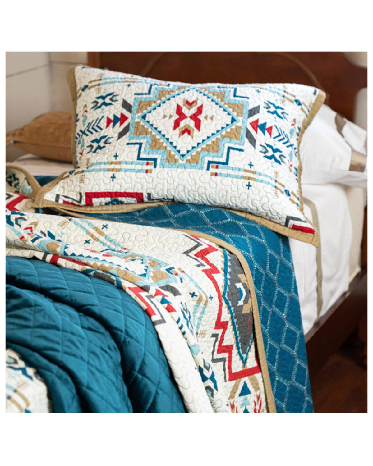 Image #2 - HiEnd Accents Teal Spirit Valley 2-Piece Twin Quilt Set, Teal, hi-res