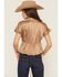 Image #4 - Shyanne Women's Satin Lace Trim Short Sleeve Button-Down Shirt, Coffee, hi-res