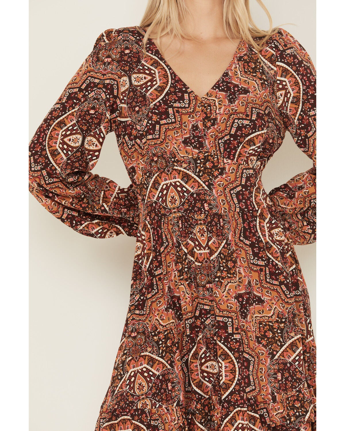 Image #3 - Wrangler Women's Mosaic Print Maxi Dress, Brown, hi-res