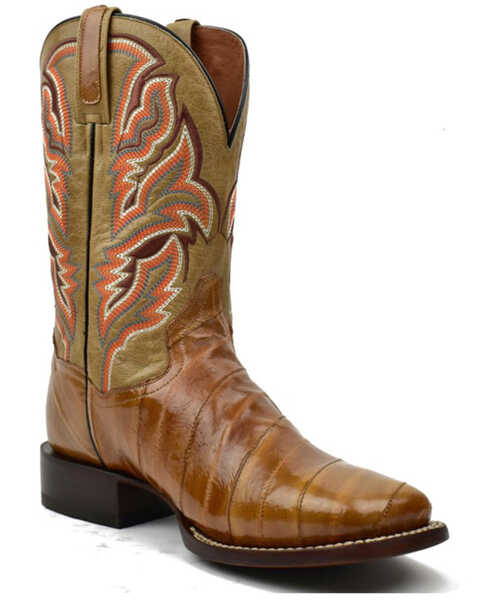 Dan Post Men's Eel Exotic Western Boots - Broad Square Toe , Brown, hi-res