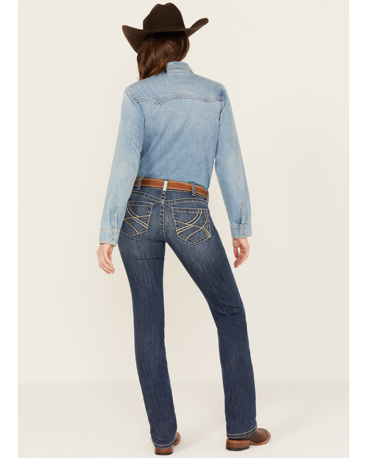 Image #3 - Ariat Women's Dark Wash Mid Rise Everlee Stretch Straight Jeans, Dark Wash, hi-res