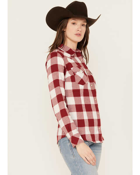 Image #2 - Wrangler Retro Women's Long Sleeve Snap Western Flannel Shirt, Red, hi-res