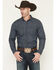Image #1 - Blue Ranchwear Men's Dark Wash Railroad Striped Print Long Sleeve Snap Western Shirt, Dark Wash, hi-res