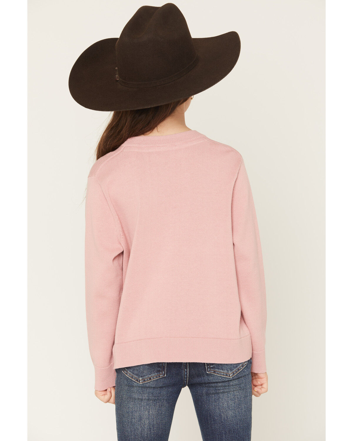 Image #4 - Shyanne Girls' Horse Pullover Knit Sweater, Mauve, hi-res