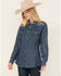 Image #1 - Wrangler Retro Women's Dark Wash Denim Embroidered Long Sleeve Western Shirt , Dark Wash, hi-res