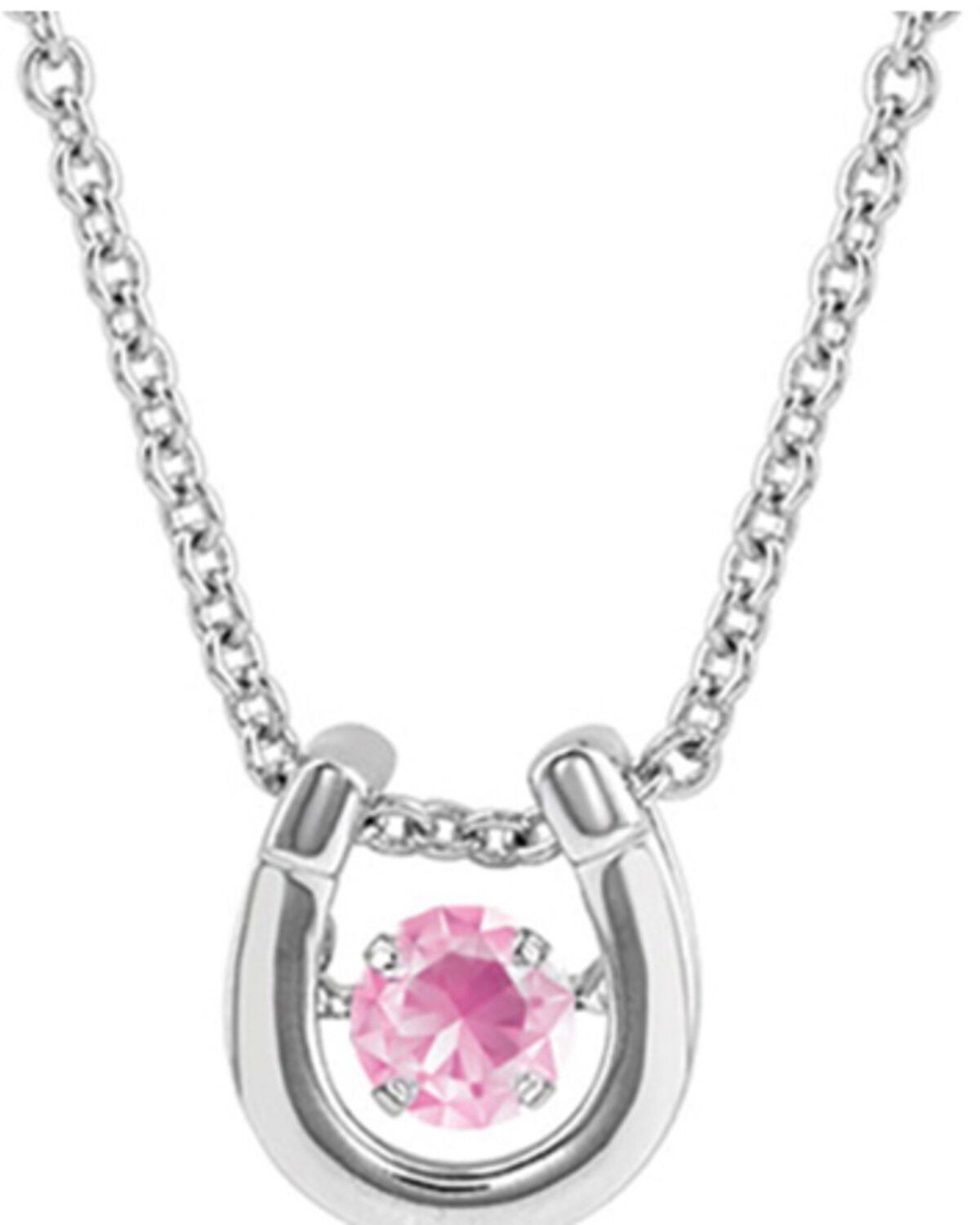 Montana Silversmiths Women's Dancing Birthstone Horseshoe Necklace, Silver, hi-res