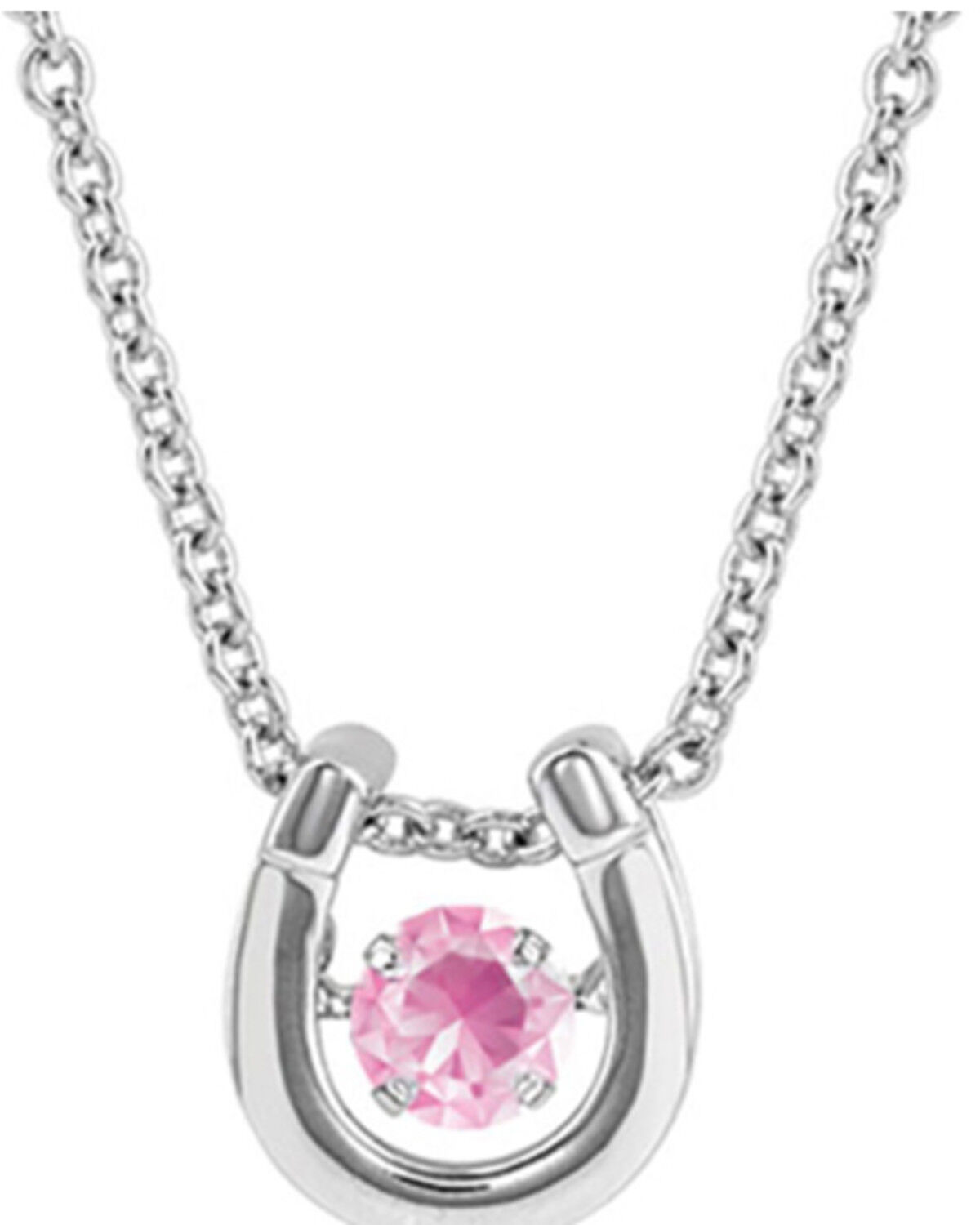 Image #1 - Montana Silversmiths Women's Dancing Birthstone Horseshoe Necklace, Silver, hi-res
