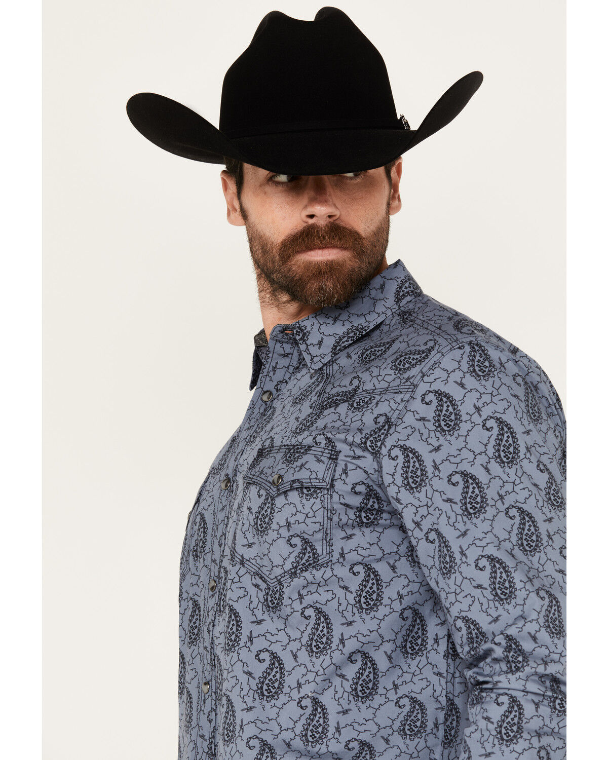 Image #2 - Moonshine Spirit Men's Satanta Paisley Print Long Sleeve Snap Western Shirt, Blue, hi-res