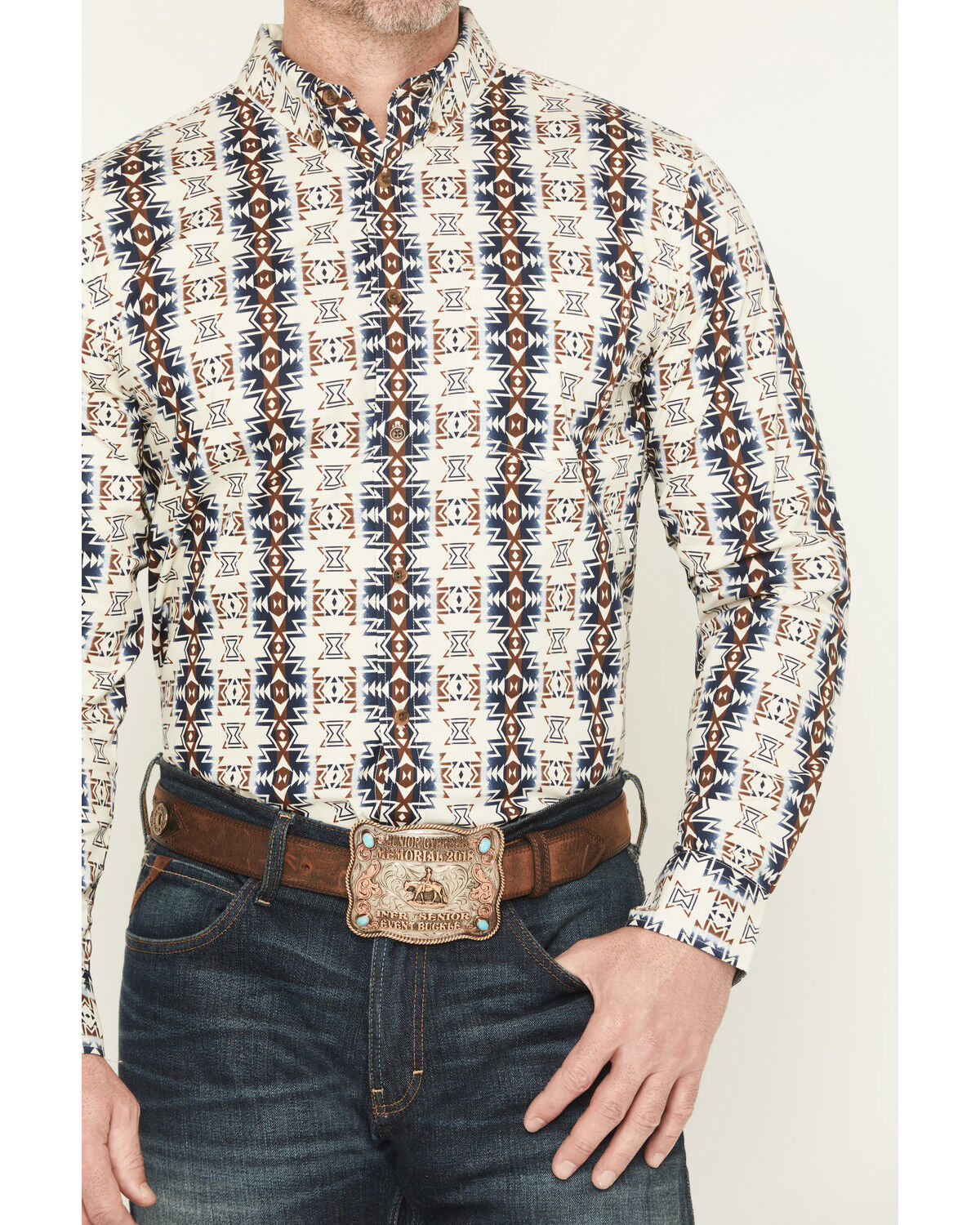 Image #3 - Cody James Men's Wild Prairie Southwestern Print Long Sleeve Button-Down Stretch Western Shirt - Tall, Tan, hi-res
