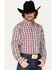 Image #2 - Wrangler Men's Plaid Print Long Sleeve Button Down Western Shirt, Burgundy, hi-res