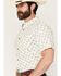Image #2 - Cody James Men's Off Chute Floral Print Short Sleeve Button-Down Stretch Western Shirt, Cream, hi-res