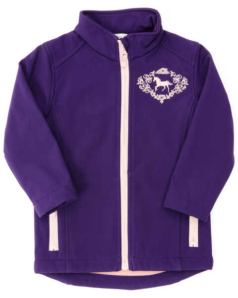 Shyanne Toddler Girls' Purple Horse Embroidered Zip-Front Softshell Jacket , Purple, hi-res