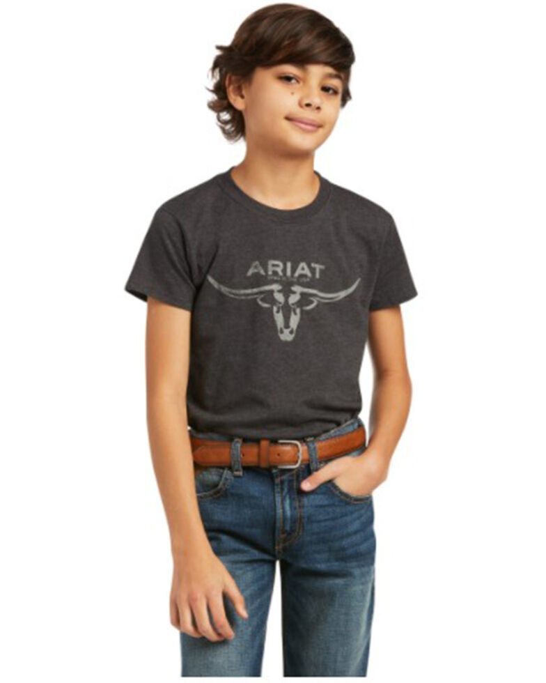Ariat Boys' Bred in the USA T-Shirt, Charcoal, hi-res