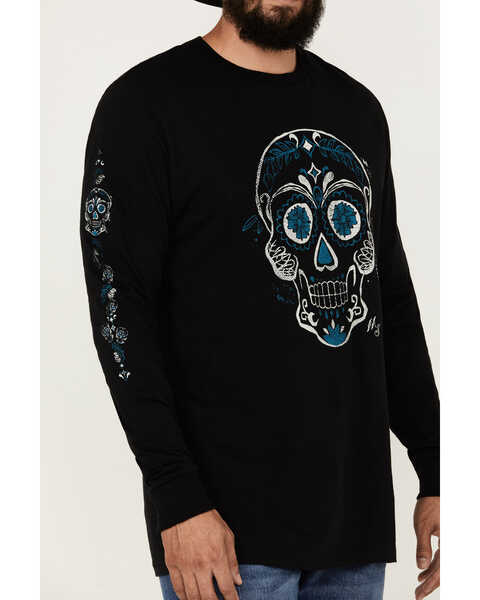 Image #3 - Moonshine Spirit Men's Candy Skull Long Sleeve Graphic T-Shirt , Black, hi-res