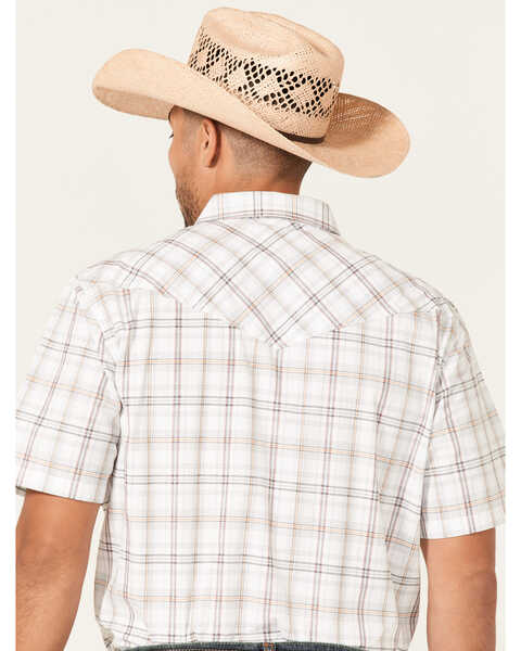 Cody James Men's Eastland Large Plaid Print Short Sleeve Snap Western Shirt , White, hi-res