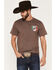 Image #2 - Cowboy Hardware Men's 8 Seconds Flag Short Sleeve Graphic T-Shirt, Dark Brown, hi-res