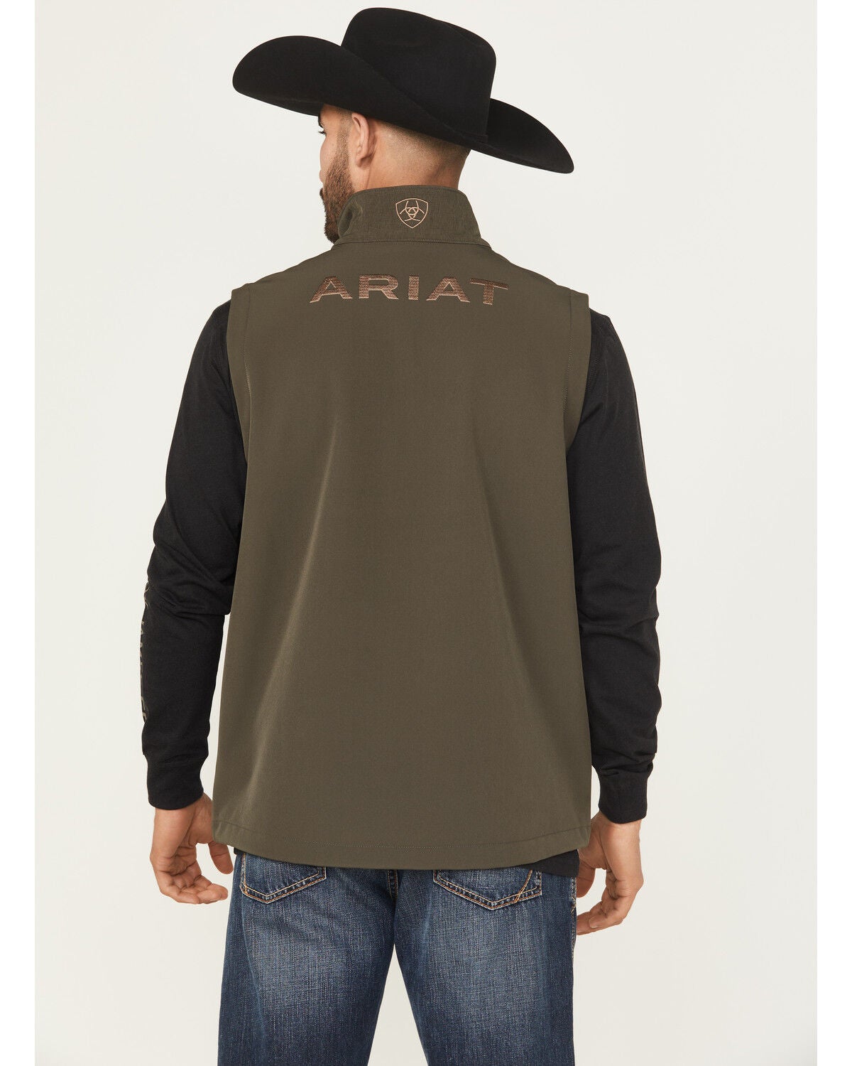 Ariat Men's Logo Concealed Carry Softshell Vest, Green, hi-res