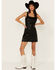 Image #1 - Rock & Roll Denim Women's Faux Leather Sleeveless Mini Dress, Black, hi-res