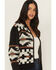 Image #2 - Wrangler Retro Women's Southwestern Print Zippered Cardigan, Black, hi-res