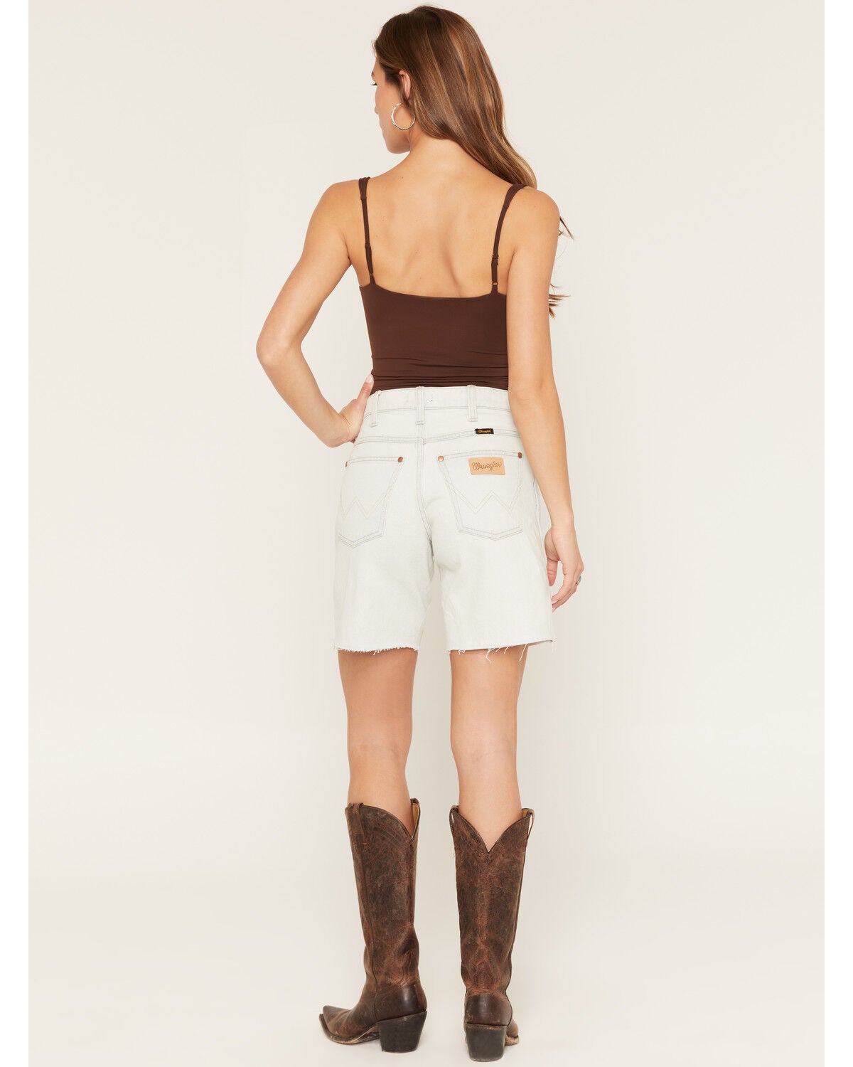 Image #3 - Wrangler Women's Light Wash High Rise Longline Stretch Denim Shorts, Light Wash, hi-res