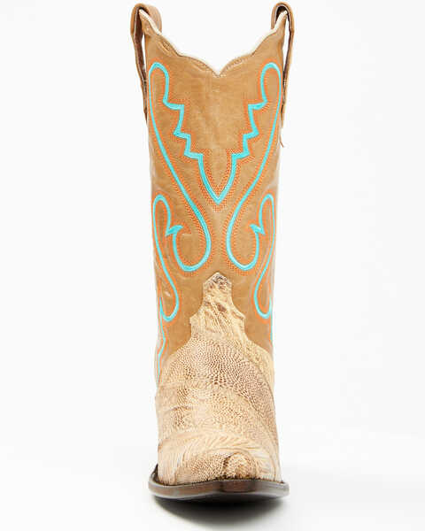 Image #4 - Dan Post Women's Exotic Ostrich Leg Western Boots - Snip Toe, Brown, hi-res