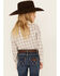 Image #4 - Shyanne Girls' Plaid Print Long Sleeve Snap Western Shirt, Off White, hi-res