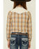 Image #4 - Roper Girls' Plaid Print Fancy Applique Yoke Long Sleeve Pearl Snap Western Shirt , Mustard, hi-res