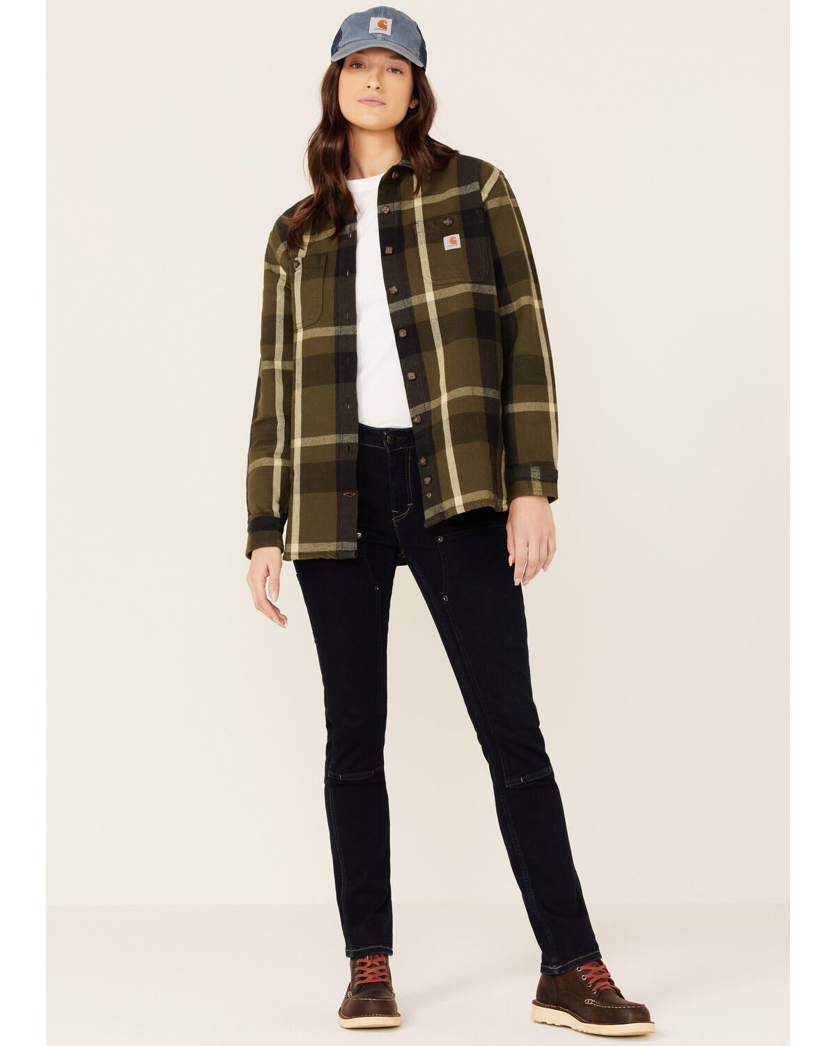 Image #4 - Carhartt Women's Plaid Button Down Flannel Shacket, , hi-res