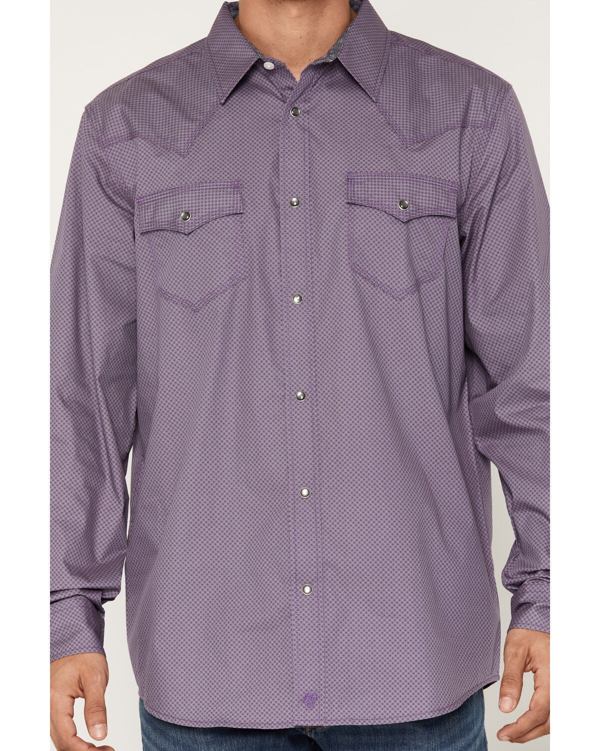Image #3 - Moonshine Spirit&reg; Men's Plum Terrain Geo Print Long Sleeve Snap Western Shirt, Purple, hi-res