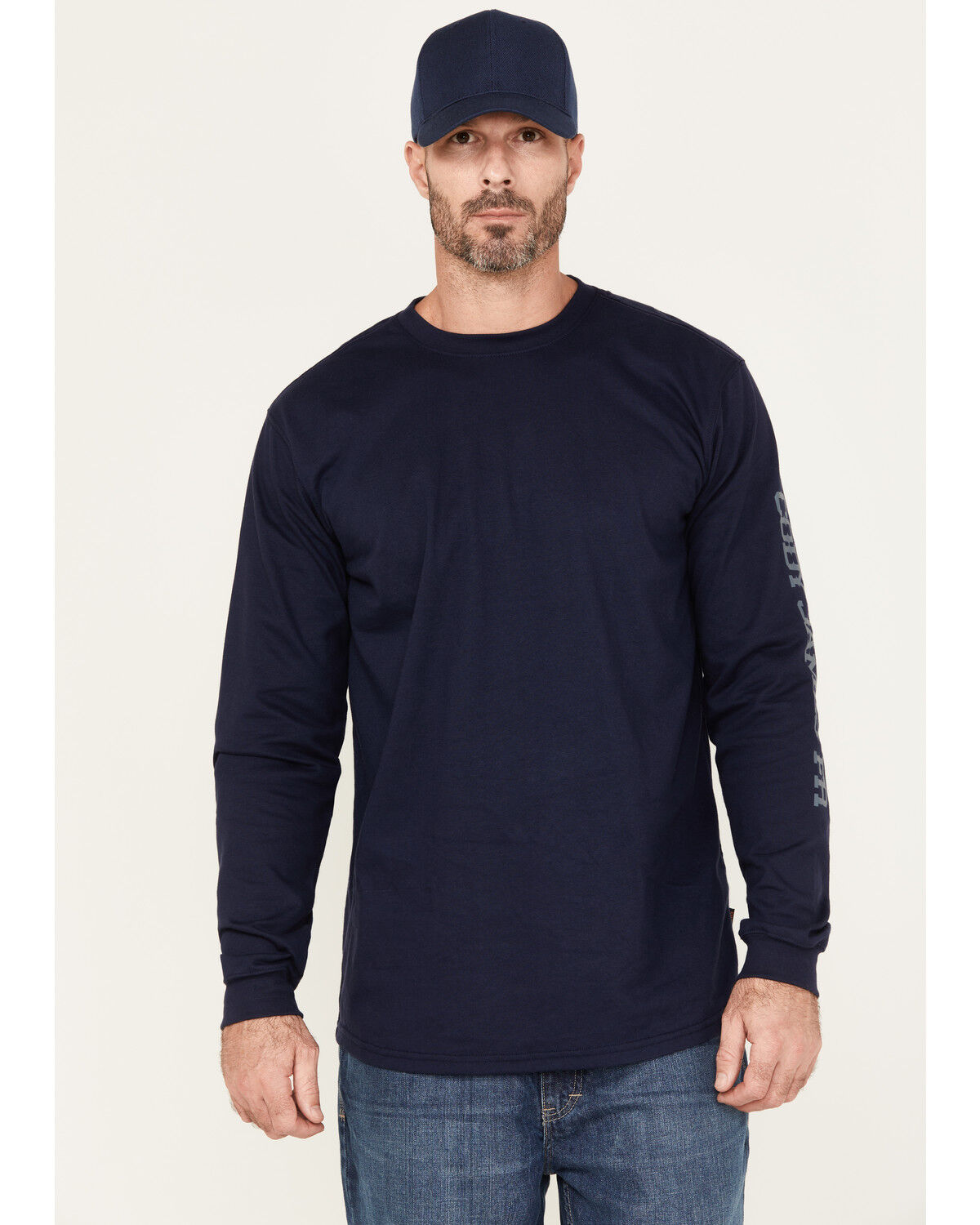 Image #1 - Cody James Men's FR Range Cowboys Graphic Long Sleeve Work T-Shirt, Navy, hi-res