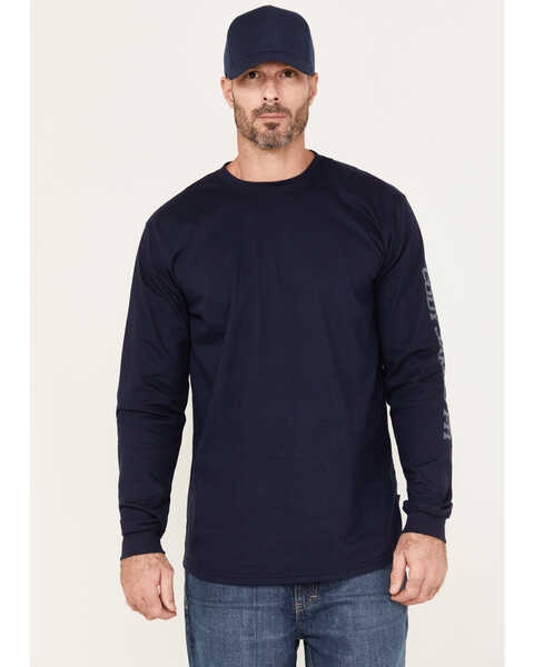 Image #1 - Cody James Men's FR Range Cowboys Graphic Long Sleeve Work T-Shirt , Navy, hi-res