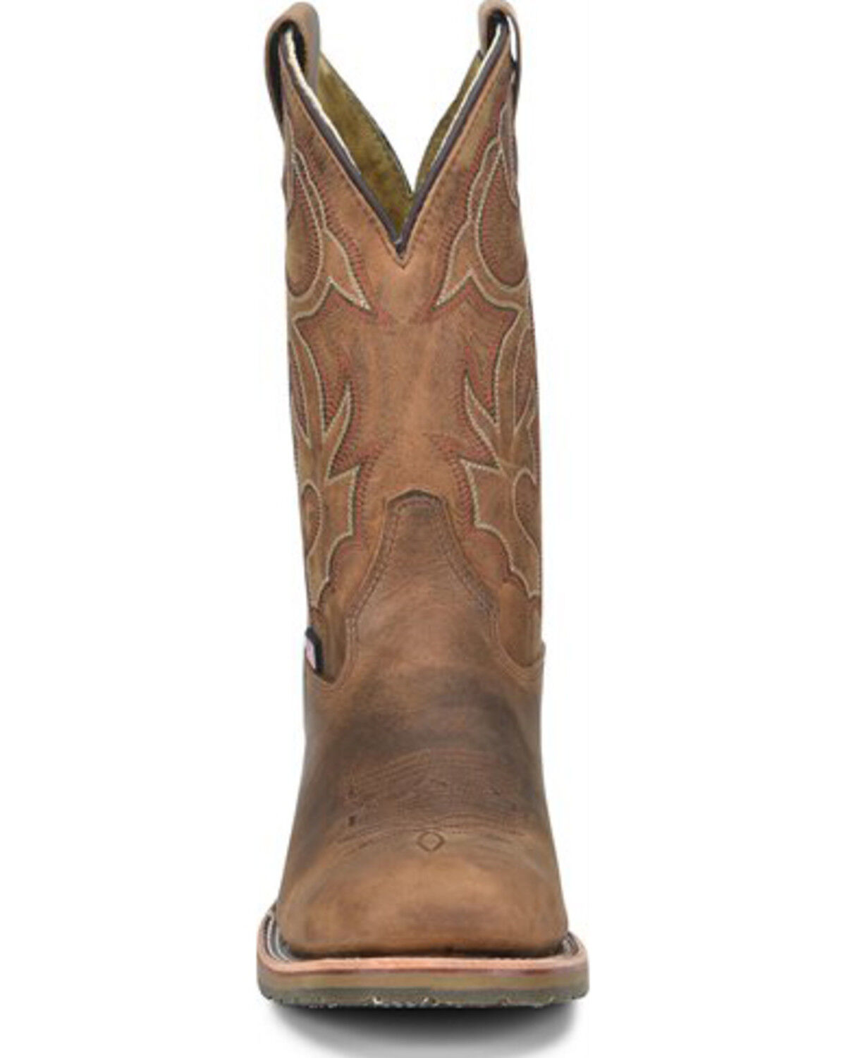Image #4 - Double H Men's Anton Western Work Boots - Steel Toe, Brown, hi-res