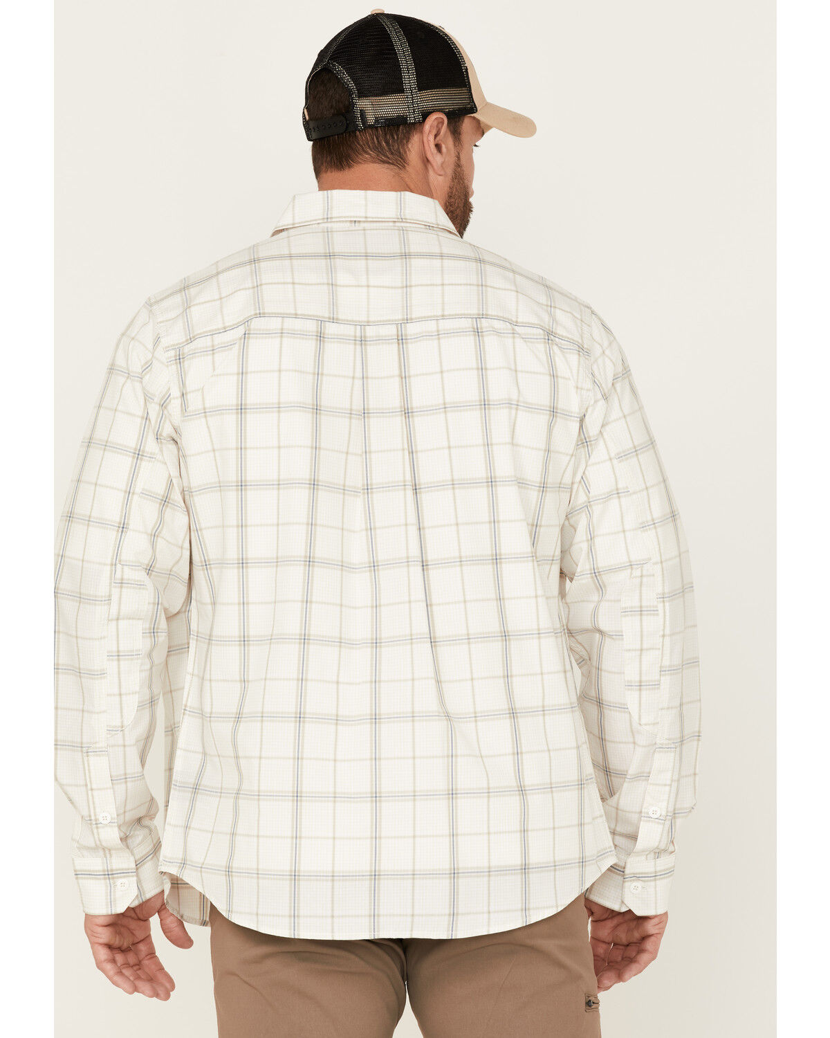 Image #4 - Brothers and Sons Men's Large Plaid Print Performance Long Sleeve Button Down Western Shirt, White, hi-res