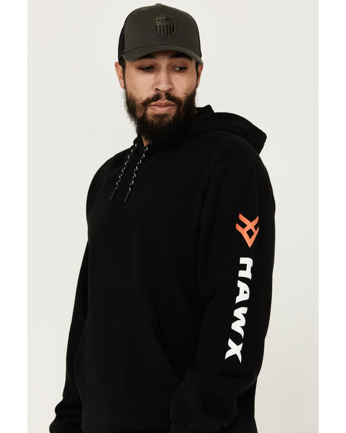 Image #1 - Hawx Men's Logo Sleeve Hooded Sweatshirt - Tall, Black, hi-res