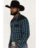 Image #2 - Moonshine Spirit Men's Bandit Small Plaid Print Pearl Snap Western Shirt, Black, hi-res