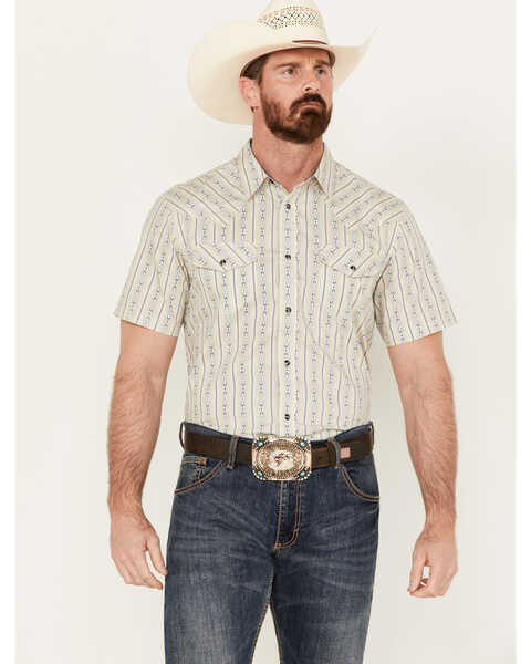Image #1 - Cody James Men's Maya Striped Short Sleeve Western Snap Shirt, Tan, hi-res