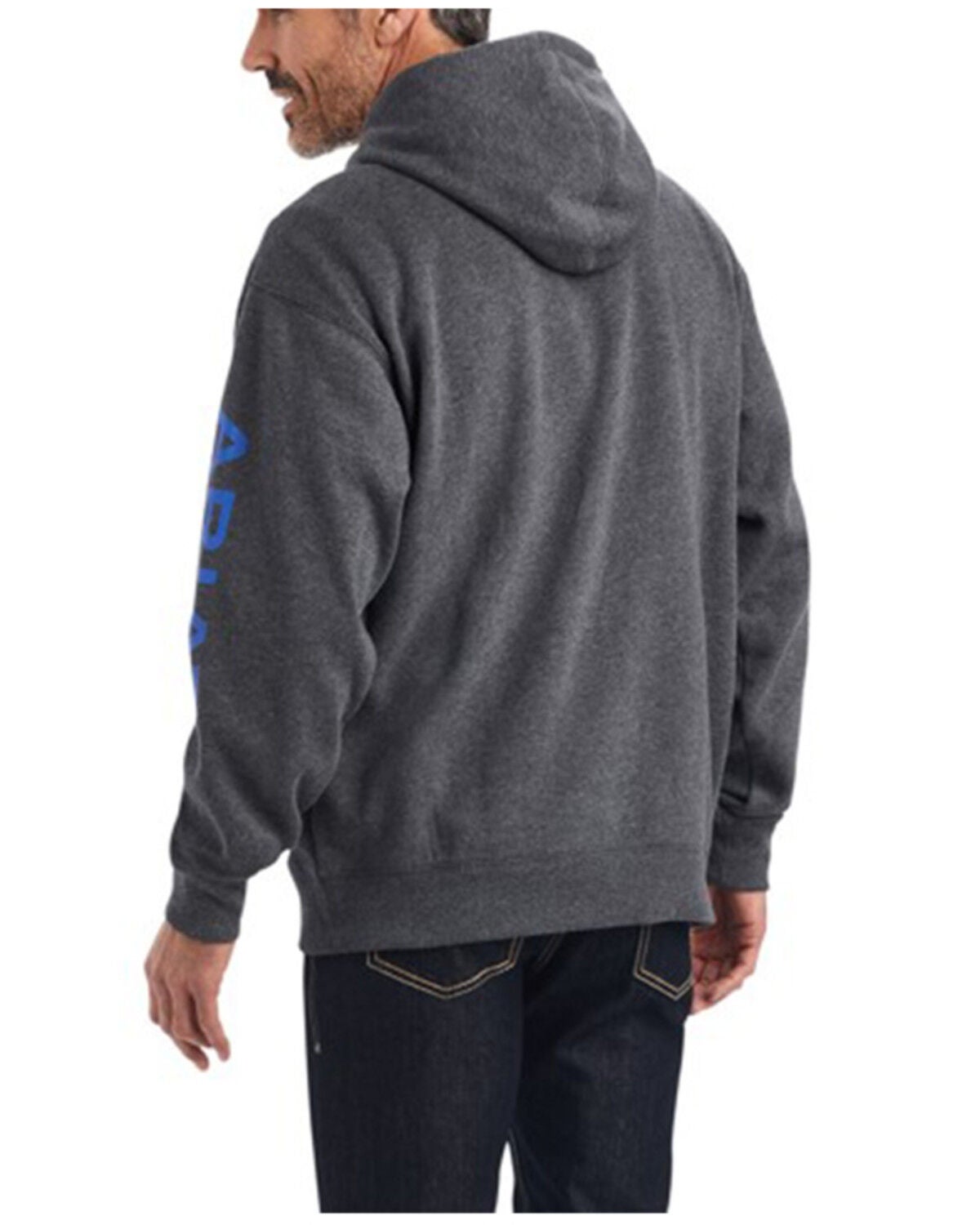 Image #2 - Ariat Men's Logo Graphic Hooded Sweatshirt - Big, Charcoal, hi-res