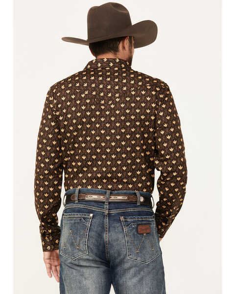 Image #4 - Cody James Men's Reign In Striped Print Long Sleeve Snap Western Shirt - Big , Chocolate, hi-res