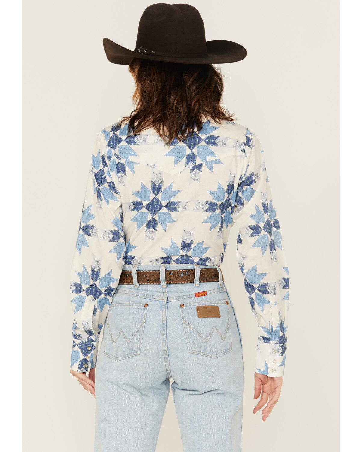 Image #5 - Cowboygirl by Jenna Paulette Women's Patchwork Print Long Sleeve Pearl Snap Western Shirt, Blue, hi-res