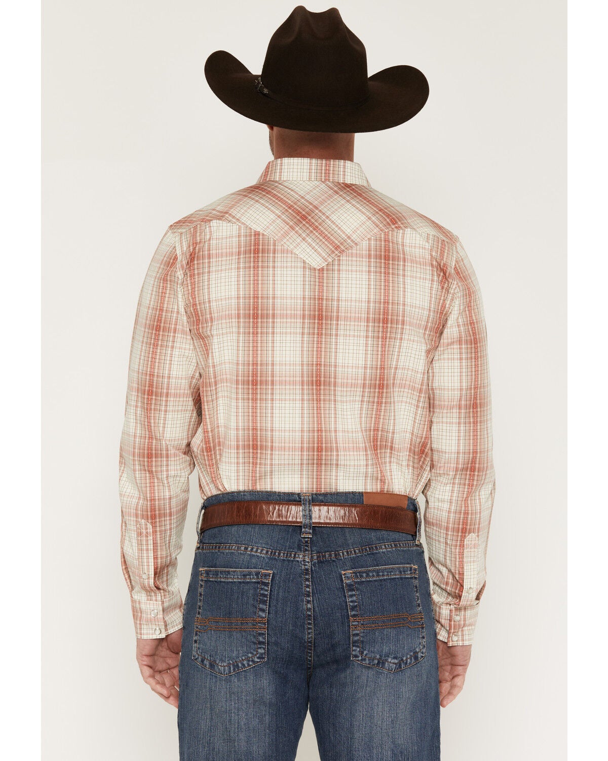 Image #4 - Cody James Men's Legend Dobby Plaid Print Long Sleeve Snap Western Shirt, Red, hi-res