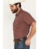 Roper Men's West Made Geo Print Short Sleeve Pearl Snap Shirt, Burgundy, hi-res