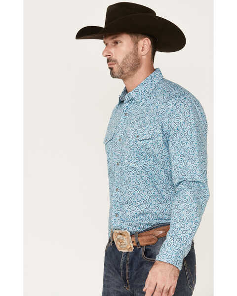 Image #2 - Wrangler 20x Men's Paisley Print Long Sleeve Snap Western Shirt, Teal, hi-res