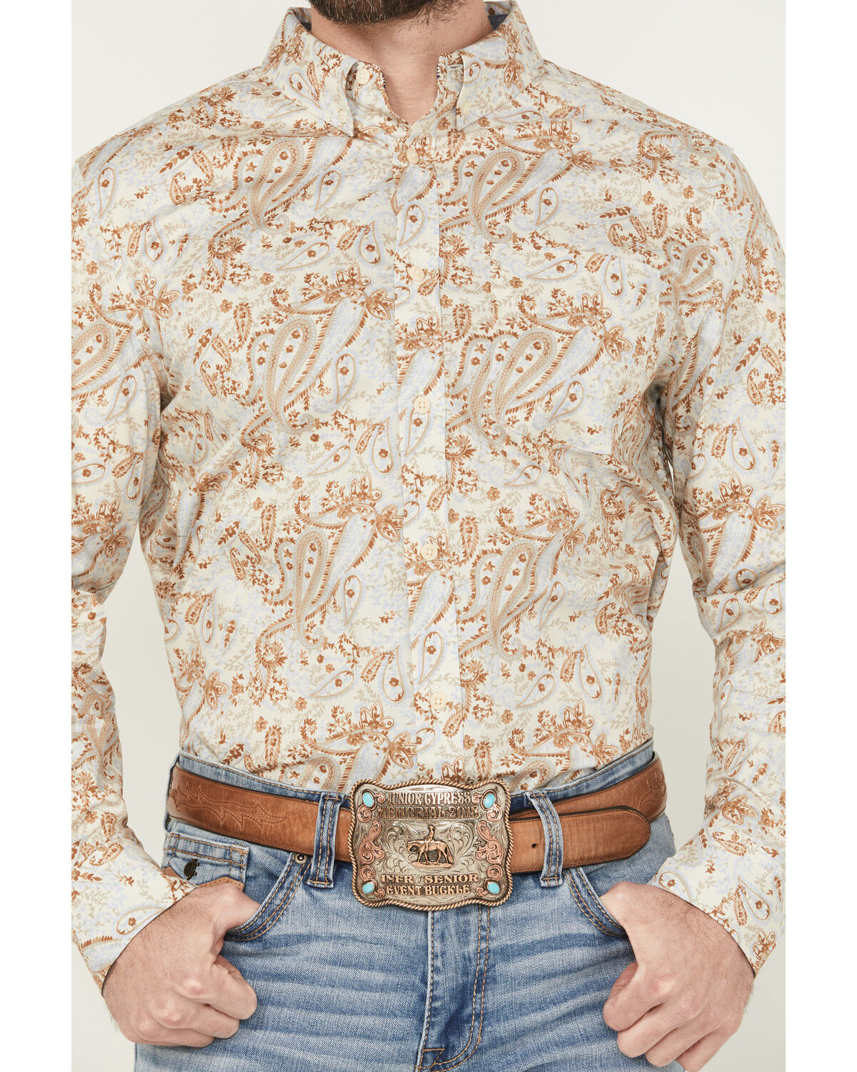 Image #3 - Cody James Men's Porter Floral Print Long Sleeve Button-Down Stretch Western Shirt, Cream, hi-res