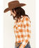 Image #2 - Wrangler Retro Women's Boot Barn Exclusive Plaid Print Long Sleeve Pearl Snap Flannel Shirt, Rust Copper, hi-res