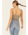 Image #3 - Wild Moss Women's Sage Rib Lace Trim Pointelle Cami, Sage, hi-res
