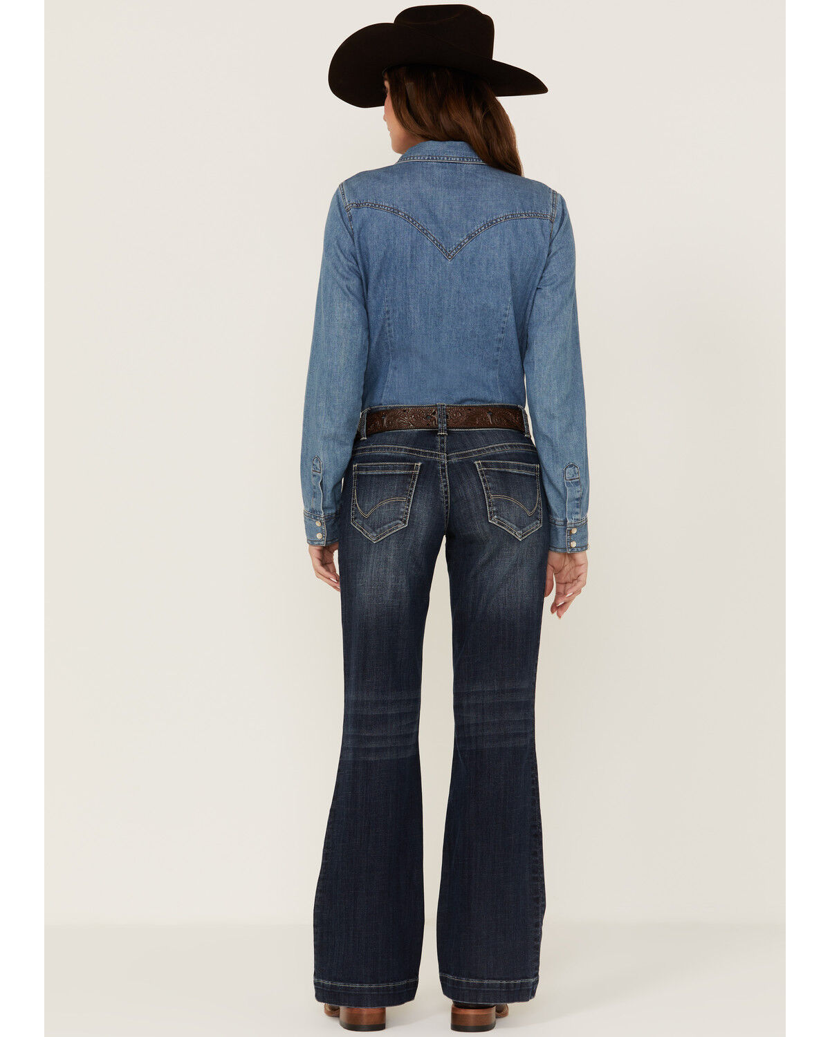 Image #3 - Stetson Women's 214 Trouser Flare Jeans, Blue, hi-res