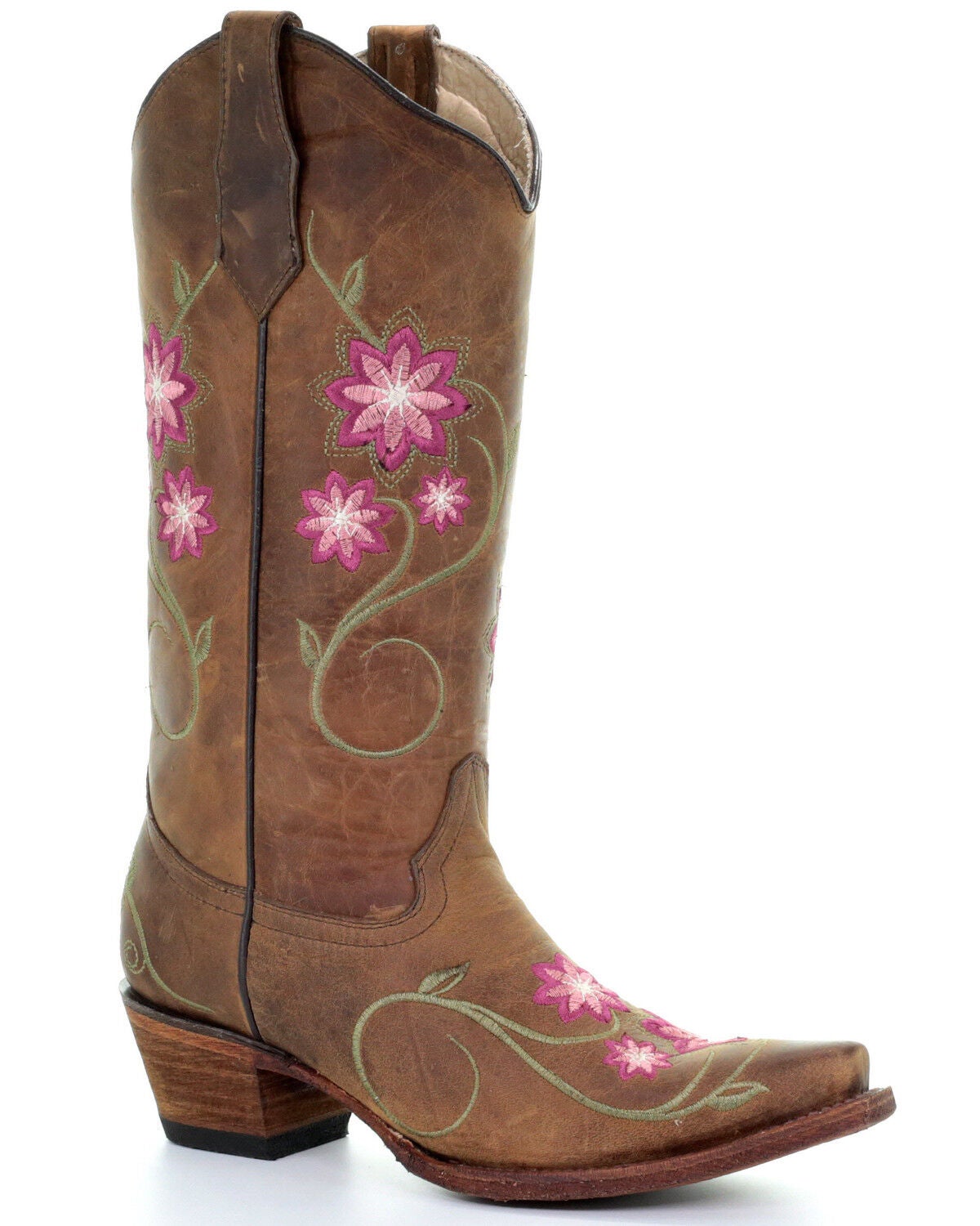 Image #1 - Circle G Women's Floral Embroidery Western Boots - Snip Toe, , hi-res