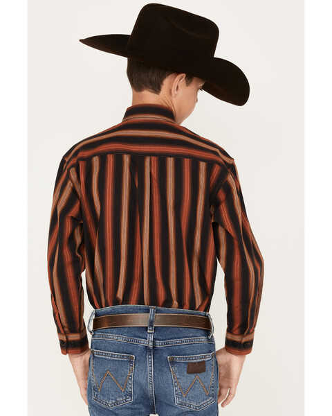 Image #4 - Panhandle Boys' Stripe Print Long Sleeve Button-Down Shirt, Rust Copper, hi-res