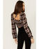 Image #4 - Wild Moss Women's Plaid Print Ruffle Tie Front Crop Top, Rust Copper, hi-res