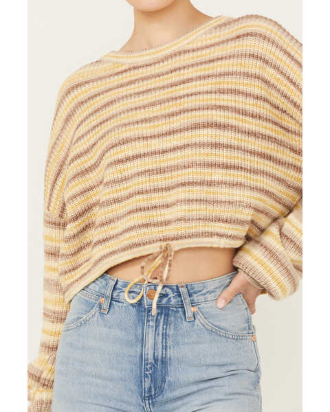 Image #3 - Revel Women's Striped Cinched Bottom Sweater, Yellow, hi-res